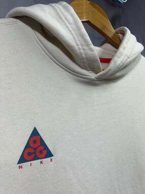 Nike ACG Pullover Terry Fleece Hoodie Cream Speckled Hem Size M